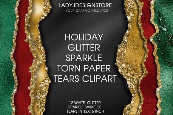Download Gold Red Green Glitter Torn Paper - Gold Collection