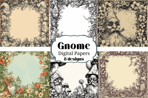 Download 8 Old Gnome Digital Paper Backgrounds - Gnome digital paper Collection