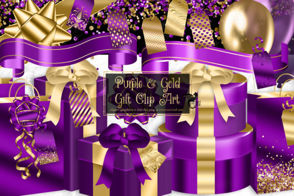 Download Purple and Gold Gift Clipart - Gold Collection