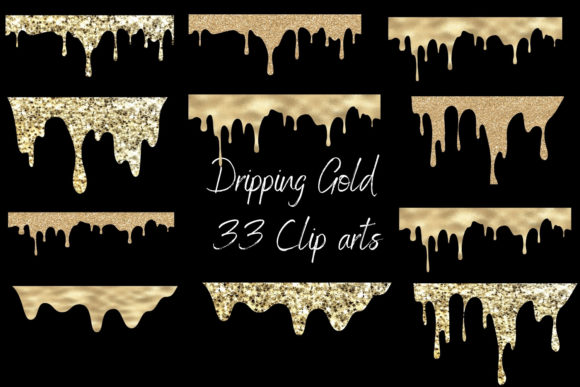 Download Dripping Gold Clipart, Glam Glitter - Gold Collection
