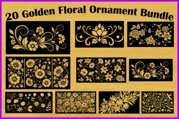 Download 20 Golden Floral Ornament Bundle - Gold Collection