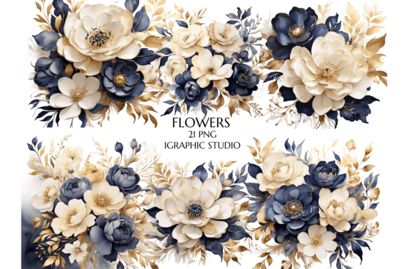 Download Blue and Gold Flowers PNG, - Premium Resources