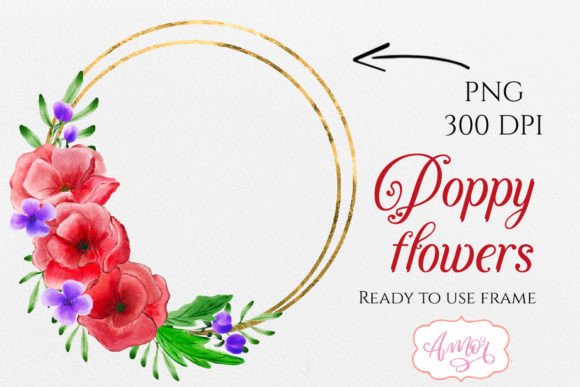 Download Wild Flowers Round Golden Frame PNG - Gold Collection