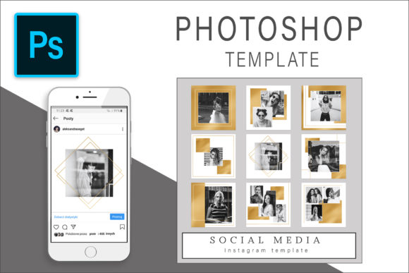 Download Gold Instagram Photoshop Template - Gold Collection