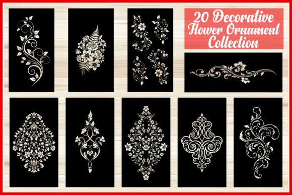 Download 20 Decorative Floral Ornament Bundle - Floral ornament Collection