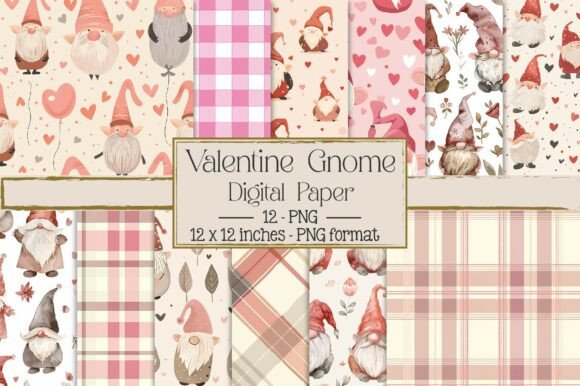 Download Valentine Gnome Digital Paper - Premium Resources