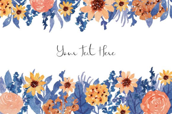 Download Vintage Flower and Blue Leaf Frame - Leaf frame Collection
