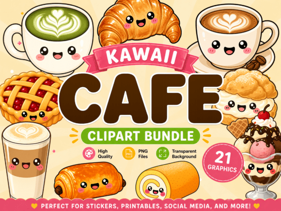 Download Cafe Kawaii Clipart PNG Coffee Bundle - Cafe Collection