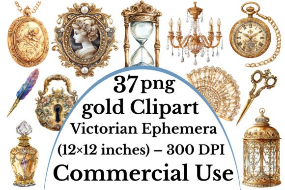 Download Gold Clipart Victorian Ephemera - Gold Collection