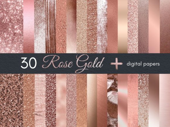 Download 30 Rose Gold Digital Paper - Gold Collection