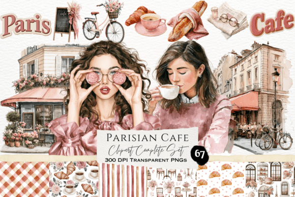 Download Parisian Cafe Watercolor Clipart Set - Cafe Collection