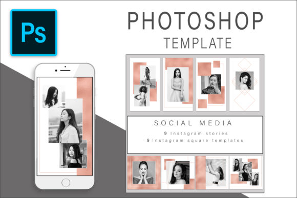 Download Rose Gold Photoshop Template Pack - Gold Collection