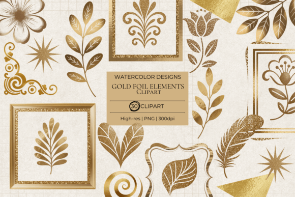 Download Gold Foil Elements Clipart Set - Gold Collection
