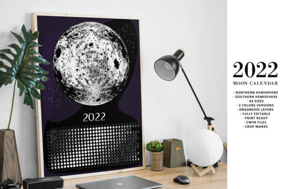 Download Moon Calendar 2022 Black&amp;White - Moon calendar Collection