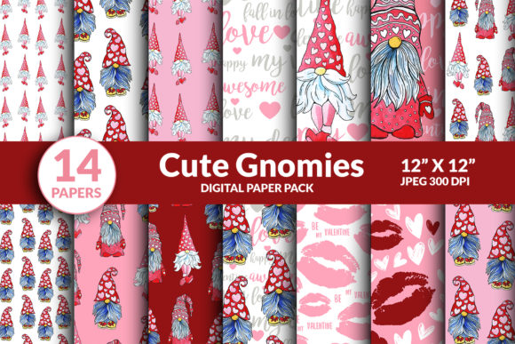 Download Valentine Gnome Digital Paper Seamless - Gnome digital paper Collection