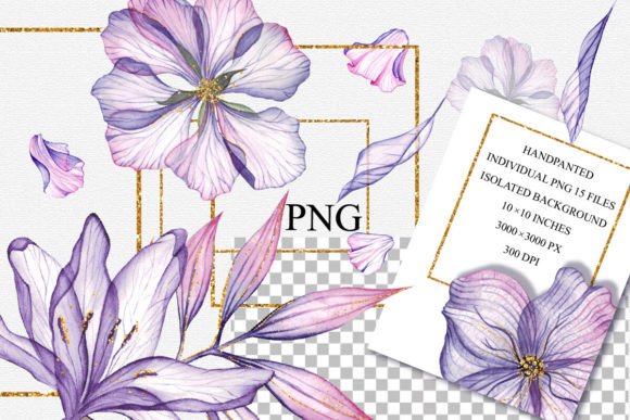 Download Watercolor Flowers and Gold Clipart, PNG - Gold Collection