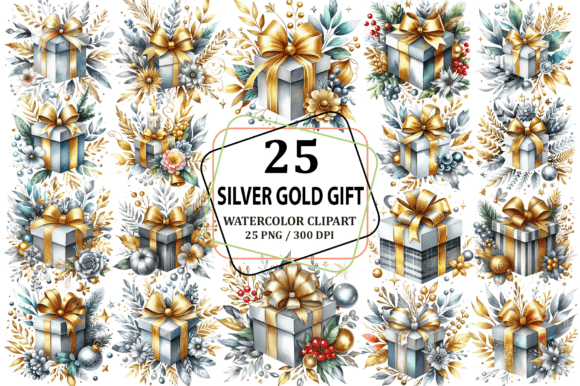 Download Silver Gold Gift Clipart Sublimation PNG - Gold Collection