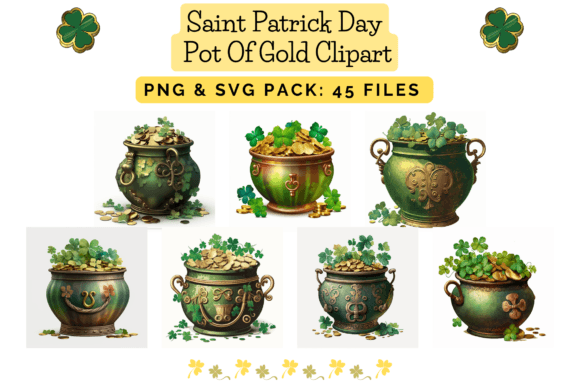 Download St Patrick Pot of Gold Clipart PNG - Gold Collection