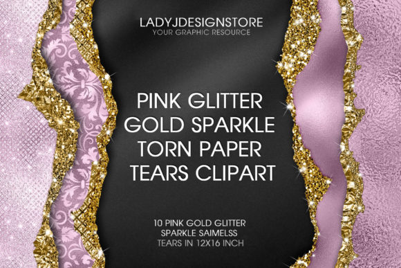 Download Pink Glitter Sparkle Gold Torn Paper - Gold Collection