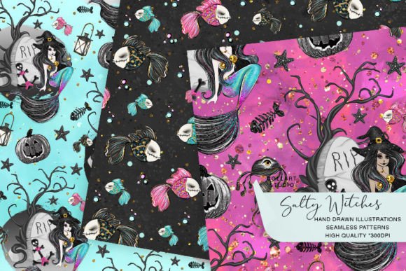 Download Halloween Papers, Mermaid Patterns - Halloween papers Collection