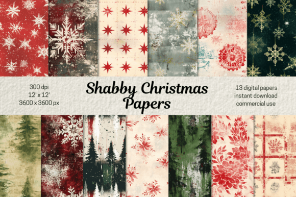 Download Vintage Christmas Scrapbook Paper Bundle - Christmas scrapbook paper Collection