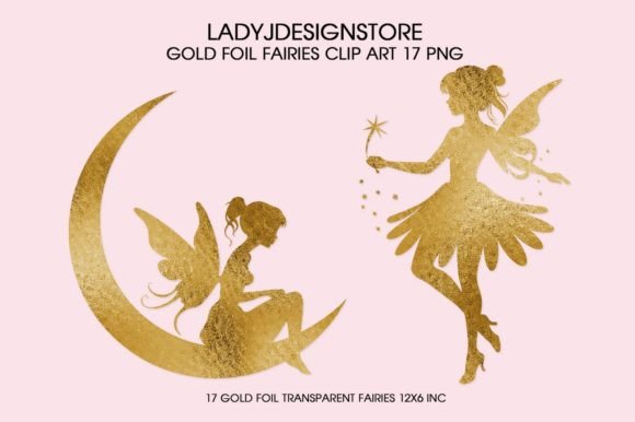 Download Gold Foil Fairies, Fairy Clip Art - Gold Collection