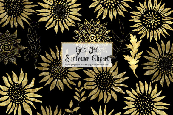 Download Gold Foil Sunflower Clipart - Gold Collection