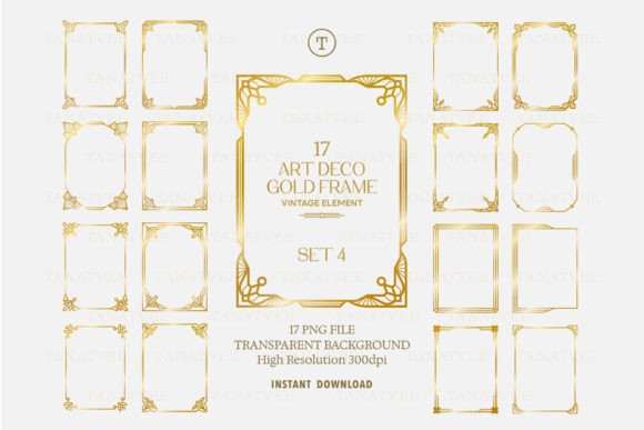 Download 17 Gold Art Deco Frame Clipart Volume 4 - Gold Collection