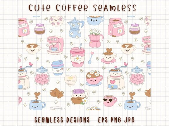 Download Cute Coffee Seamless Cafe Digital Paper - Cafe Collection