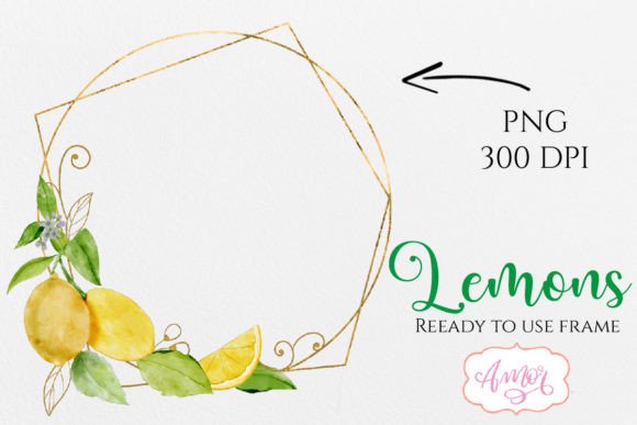 Download Lemon Golden Frame PNG Ready to Use - Gold Collection