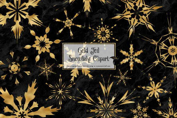Download Gold Foil Snowflakes Clipart - Gold Collection