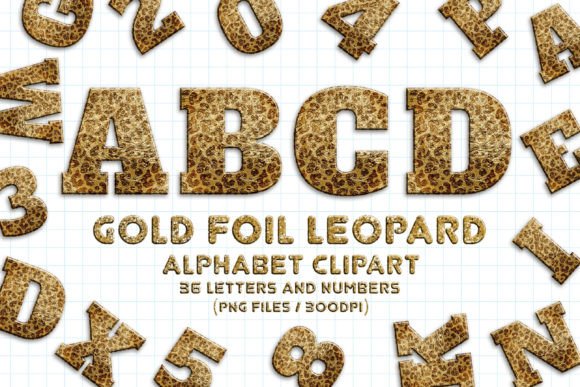 Download Gold Foil Leopard Glitter Alphabet - Gold Collection