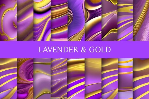 Download Lavender and Gold Digital Paper - Gold Collection